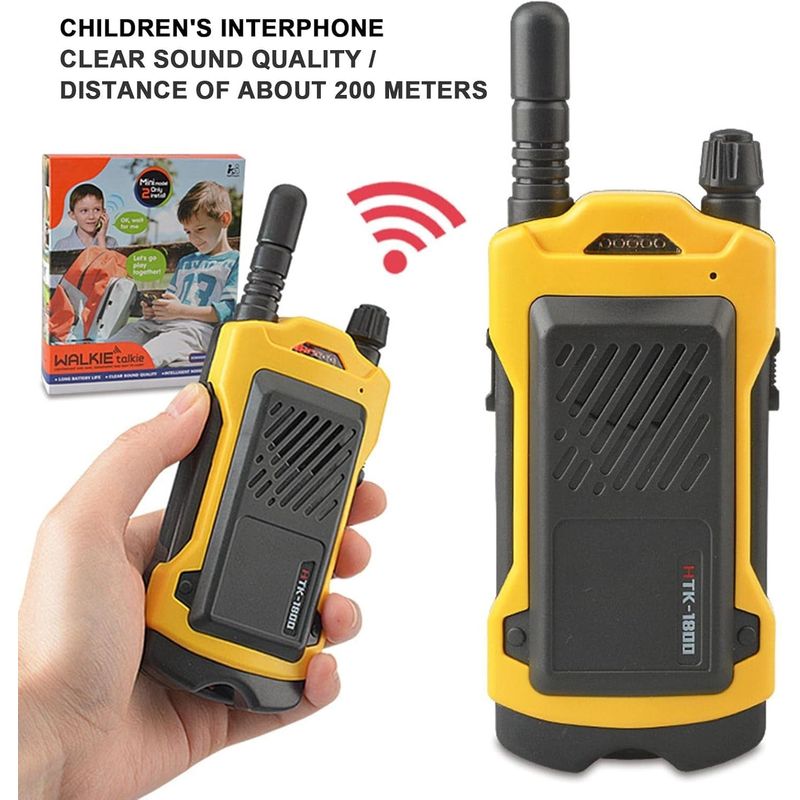 Jucarii, Copii si Bebe - Jucarii si jocuri - Jucarii & jocuri educative - Jucarii interactive - Set 2 Walkie-Talkie pentru Copii, Raza 200m, 14.5x5.5cm, Negru/Galben - Infinity.ro