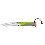 Sport si Outdoor - Camping - Cutite, bricege si accesorii - Cutite si bricege - Cutit de buzunar cu fluier N°08, inox, 8,5 cm, "Outdoor", Green - Opinel - Infinity.ro