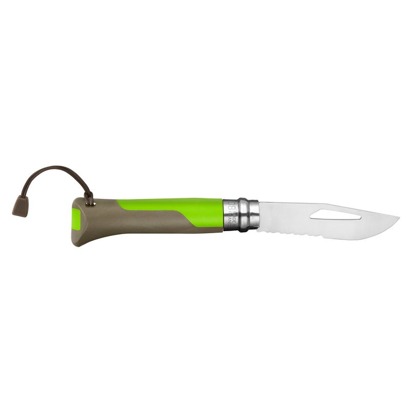 Sport si Outdoor - Camping - Cutite, bricege si accesorii - Cutite si bricege - Cutit de buzunar cu fluier N°08, inox, 8,5 cm, "Outdoor", Green - Opinel - Infinity.ro