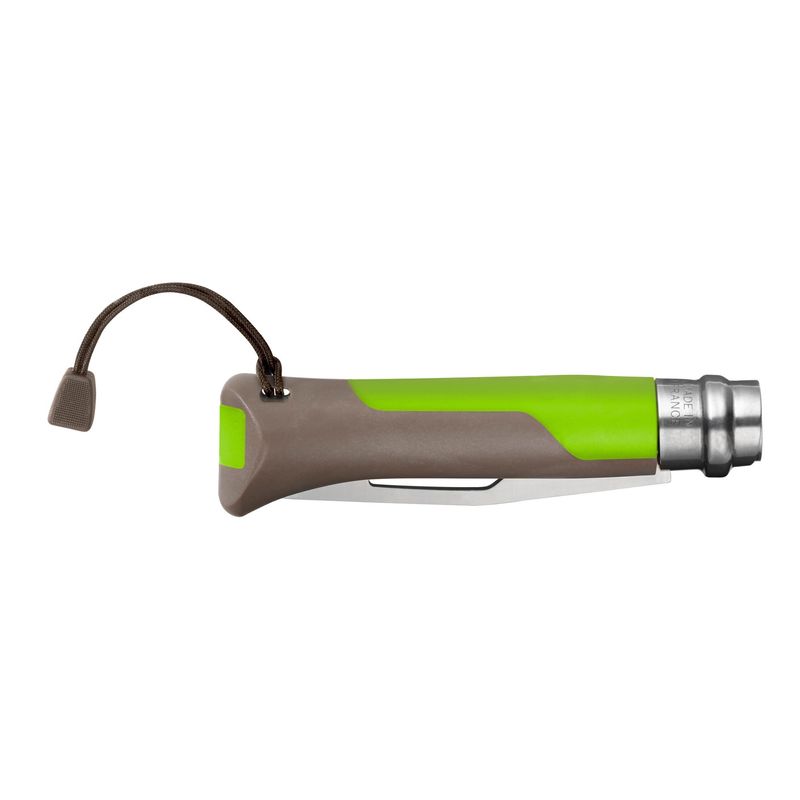 Sport si Outdoor - Camping - Cutite, bricege si accesorii - Cutite si bricege - Cutit de buzunar cu fluier N°08, inox, 8,5 cm, "Outdoor", Green - Opinel - Infinity.ro