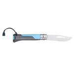 Sport si Outdoor - Camping - Cutite, bricege si accesorii - Cutite si bricege - Cutit de buzunar cu fluier N°08, inox, 8,5 cm, "Outdoor", Soft Blue - Opinel - Infinity.ro