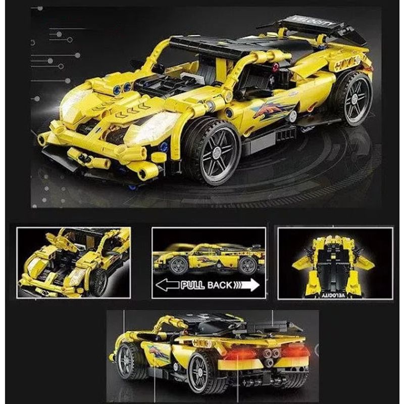 Jucarii, Copii si Bebe - Jucarii si jocuri - Seturi de constructie si cuburi - Seturi de constructie - Set constructie Auto, pachet ansamblare masina cu peste 500 piese micro, copii 6 ani+ - Galben - Infinity.ro