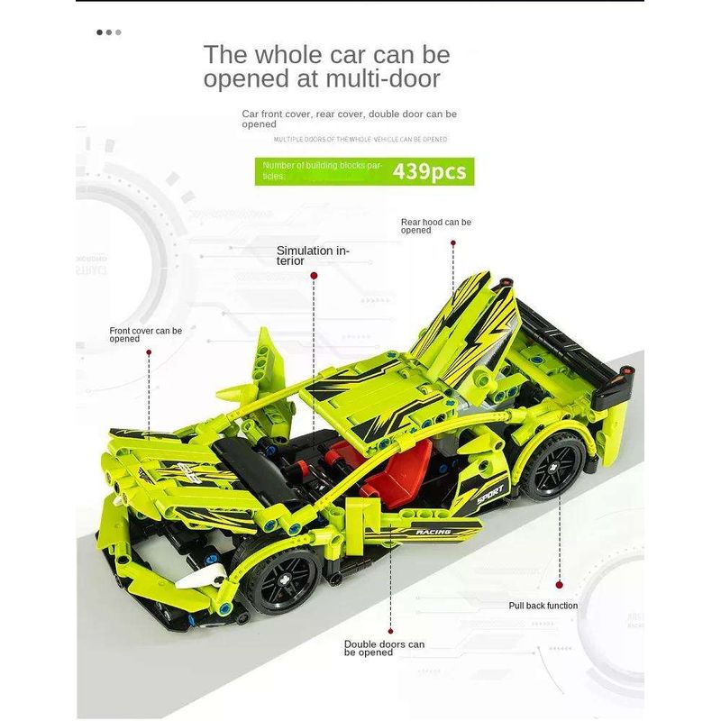 Jucarii, Copii si Bebe - Jucarii si jocuri - Seturi de constructie si cuburi - Seturi de constructie - Set constructie Auto, pachet ansamblare masina, 509 piese micro, Verde, copii 6 ani+ - Verde - Infinity.ro