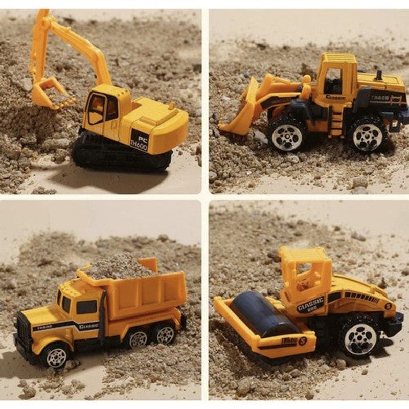 Jucarii, Copii si Bebe/Jucarii si jocuri/Vehicule si jucarii cu telecomanda/Masinute - Set jucarii cu tir si 6 camioane din plastic pentru copii de peste 3 ani - Multicoclor - Infinity.ro