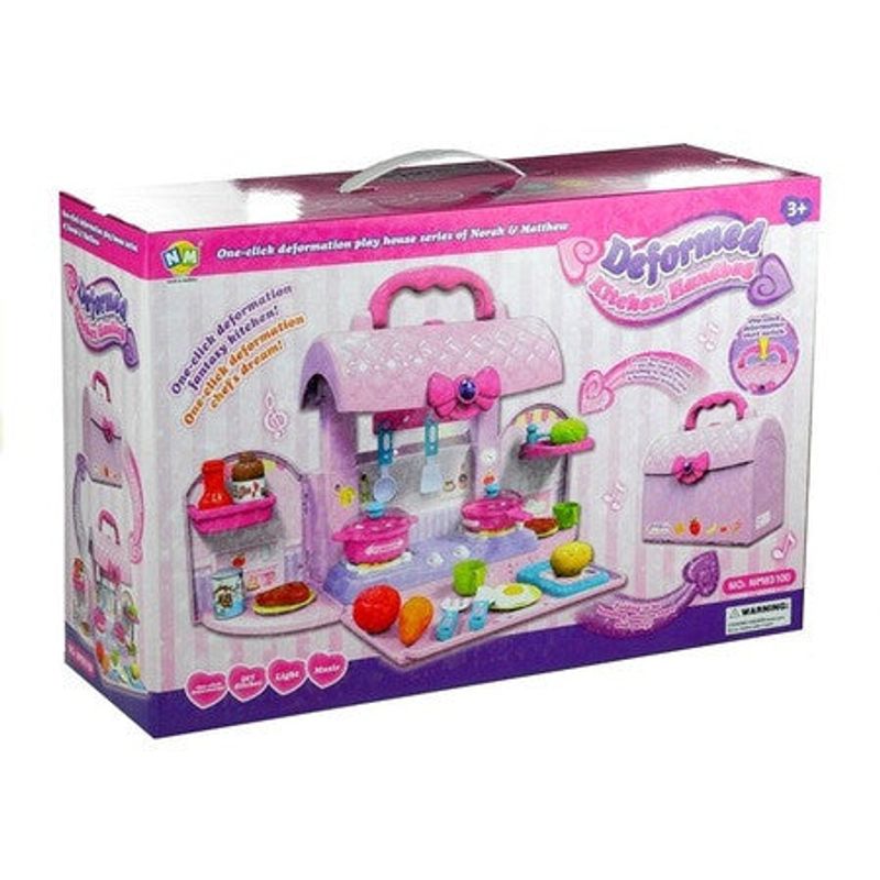 Jucarii, Copii si Bebe - Jucarii si jocuri - Jucarii de rol - Bucatarii copii - Bucatarie mini pentru copii, cu accesorii in gentuta, roz - Infinity.ro