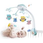 Jucarii, Copii si Bebe - Jucarii si jocuri - Jucarii bebelusi - Carusel patut - Carusel Muzical cu Proiectii si Telecomanda, 13 Melodii Linistitoare si 500 Sunete, Roz/Albastru - Albastru - Infinity.ro