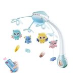 Jucarii, Copii si Bebe - Jucarii si jocuri - Jucarii bebelusi - Carusel patut - Carusel Muzical cu Proiectii si Telecomanda, 13 Melodii Linistitoare si 500 Sunete, Roz/Albastru - Albastru - Infinity.ro