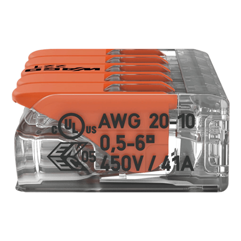 Casa si Gradina - Electrice - Smart Home - Accesorii control acces si supraveghere - Conector derivatie 5 fire, max. 6 mmA² (15 buc.), WAGO - Infinity.ro