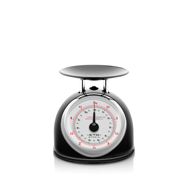 Electronice si Electrocasnice - Electrocasnice bucatarie - Mixere, tocatoare & roboti de bucatarie - Cantare de bucatarie - Cantar mecanic de bucatarie ETA Storio 5777 NEGRU, 5 kg, precizie 25g, vas 5 L din otel inoxidabil - Infinity.ro