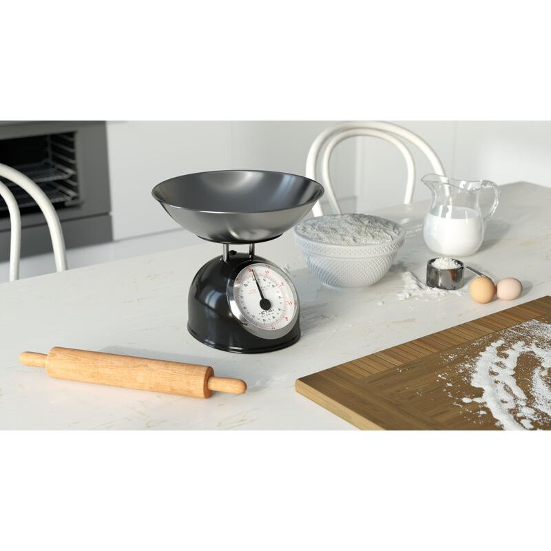 Electronice si Electrocasnice - Electrocasnice bucatarie - Mixere, tocatoare & roboti de bucatarie - Cantare de bucatarie - Cantar mecanic de bucatarie ETA Storio 5777 NEGRU, 5 kg, precizie 25g, vas 5 L din otel inoxidabil - Infinity.ro