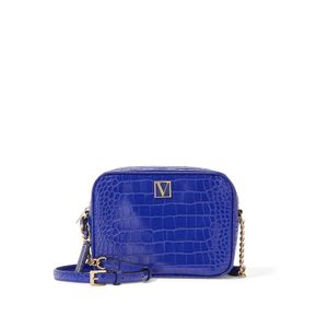 Geanta, Victoria's Secret, The Victoria Top Zip Crossbody, Sapphire Croc