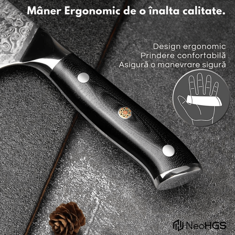 Casa si Gradina - Bucatarie si vesela - Vesela si tacamuri - Cutite si seturi de cutite - Cutitul Bucatarului, Cutit Profesional Japonez Kiritsuke , Otel de Damasc, HRC 60,66 Straturi, Cutie Inclusa, - Infinity.ro