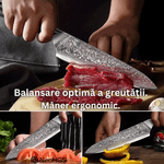 Casa si Gradina - Bucatarie si vesela - Vesela si tacamuri - Cutite si seturi de cutite - Cutitul Bucatarului, Cutit Profesional , Otel de Damasc, HRC 60, Lungimea Lamei 20 cm, 66 Straturi, Cutie Inclusa - Infinity.ro