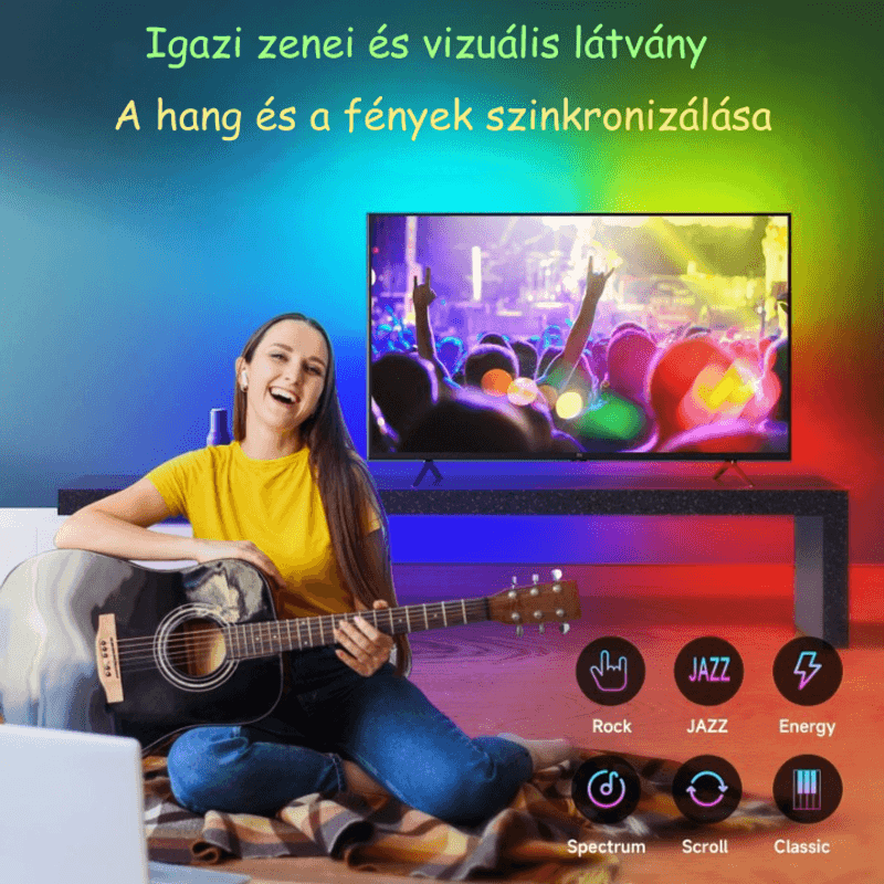 Casa si Gradina - Corpuri si surse de iluminat - Benzi LED - Kit banda LED SMART pentru televizor, Conectare HDMI, Aplicatie, Sincronizare imagine si sunet, Diagonale 190 215 cm - Infinity.ro