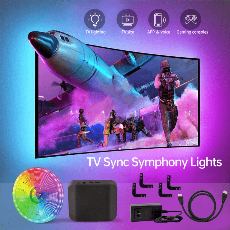 Casa si Gradina - Corpuri si surse de iluminat - Benzi LED - Kit banda LED SMART pentru televizor, Conectare HDMI, Aplicatie, Sincronizare imagine si sunet, Diagonale 190 215 cm - Infinity.ro