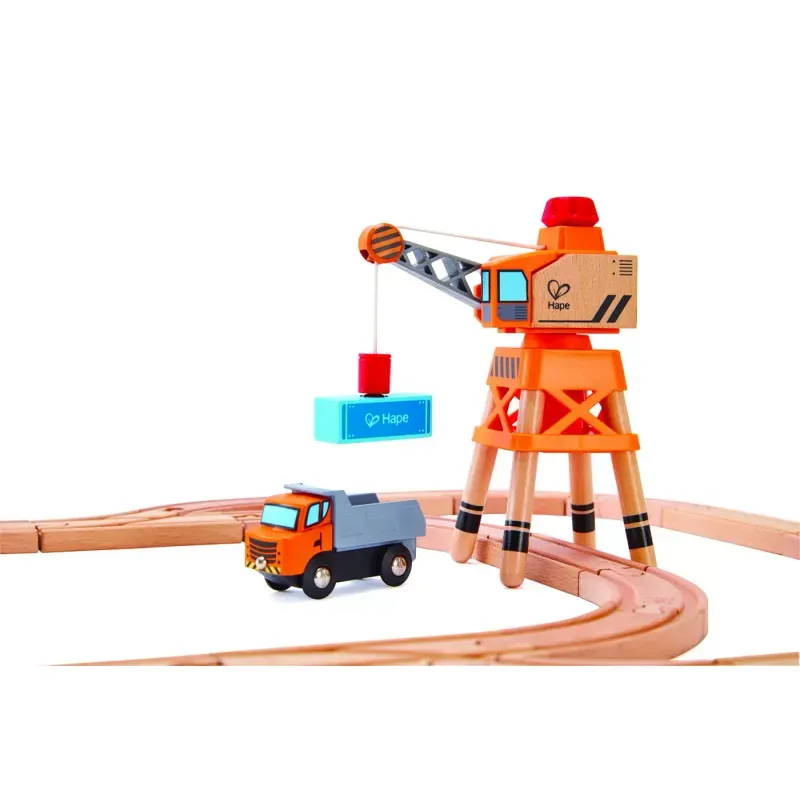 Jucarii, Copii si Bebe - Jucarii si jocuri - Vehicule si jucarii cu telecomanda - Utilaje constructie de jucarie - Macara turn cu camion si incarcatura de lemn magnetica - Infinity.ro