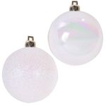 Casa si Gradina - Decoratiuni - Decoratiuni de sezon - Set globuri craciun, model glitter, culoare alb, 12 bucati - Infinity.ro