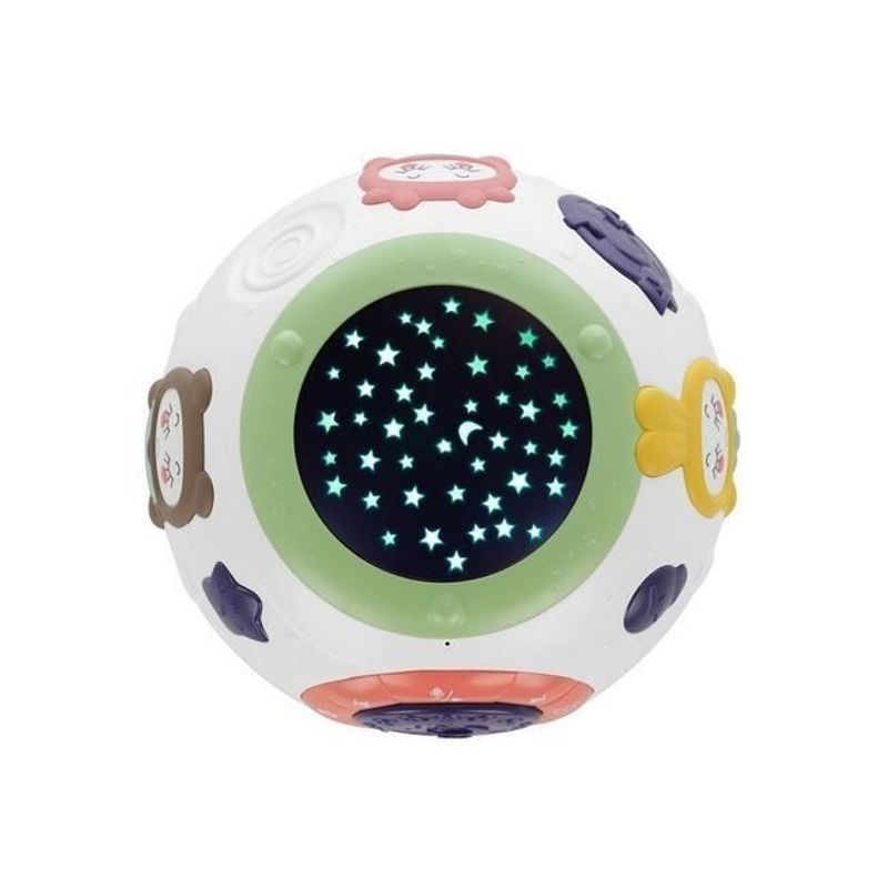 Casa si Gradina - Corpuri si surse de iluminat - Veioze si lampi - Lampi de veghe copii - Lampa de noptiera cu proiector, pentru copii, muzicala, 4 moduri, 3xAA, mov si alb, 18x14 cm - Infinity.ro