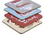 Casa si Gradina - Decoratiuni - Decoratiuni de sezon - Set suporturi pahare, model craciun, 4 bucati, multicolor, 10x 10cm - Infinity.ro