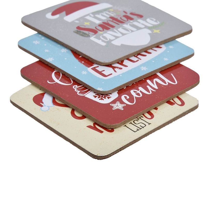 Casa si Gradina - Decoratiuni - Decoratiuni de sezon - Set suporturi pahare, model craciun, 4 bucati, multicolor, 10x 10cm - Infinity.ro