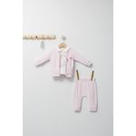Fashion, accesorii si bijuterii - Copii - Imbracaminte copii - Treninguri si compleuri copii - Set 3 piese: pantaloni, bluzita si hainuta pentru bebelusi Gazelle, Tongs baby (Culoare: Mov, Marime: 6-9 luni) - Infinity.ro