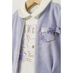 Fashion, accesorii si bijuterii - Copii - Imbracaminte copii - Treninguri si compleuri copii - Set 3 piese: pantaloni, bluzita si hainuta pentru bebelusi Gazelle, Tongs baby (Culoare: Mov, Marime: 6-9 luni) - Infinity.ro