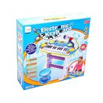 Jucarii, Copii si Bebe - Jucarii si jocuri - Jucarii de rol - Instrumente muzicale de jucarie - Instrument muzical pianina electronica malplay cu scaun si microfon 45 cm inaltime albastru - Infinity.ro