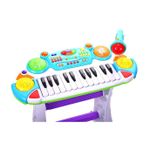 Jucarii, Copii si Bebe - Jucarii si jocuri - Jucarii de rol - Instrumente muzicale de jucarie - Instrument muzical pianina electronica malplay cu scaun si microfon 45 cm inaltime albastru - Infinity.ro