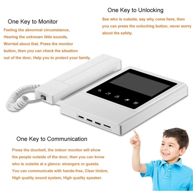 Casa si Gradina - Electrice - Smart Home - Accesorii control acces si supraveghere - Videointerfon cu receptor, CRISTALIS SALE™, Ecran TFT LCD color de 5 Inch, Viziune nocturna cu Infrarosu, Bidirectional - Infinity.ro