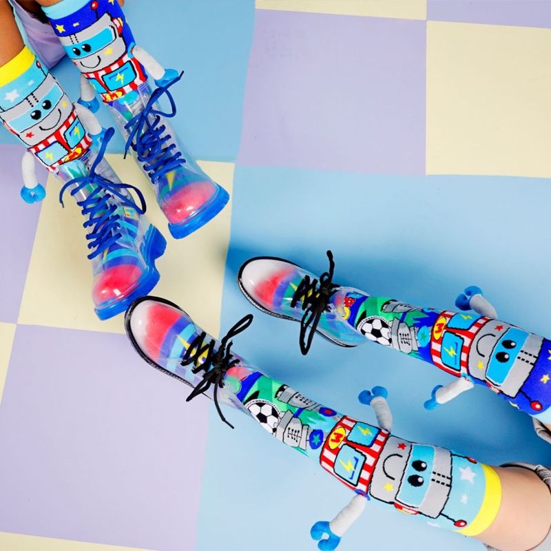 Fashion, accesorii si bijuterii - Copii - Lenjerie si pijamale copii - Sosete si dresuri copii - Sosete lungi colorate Madmia pentru baieti Robot 3-5 ani - Infinity.ro