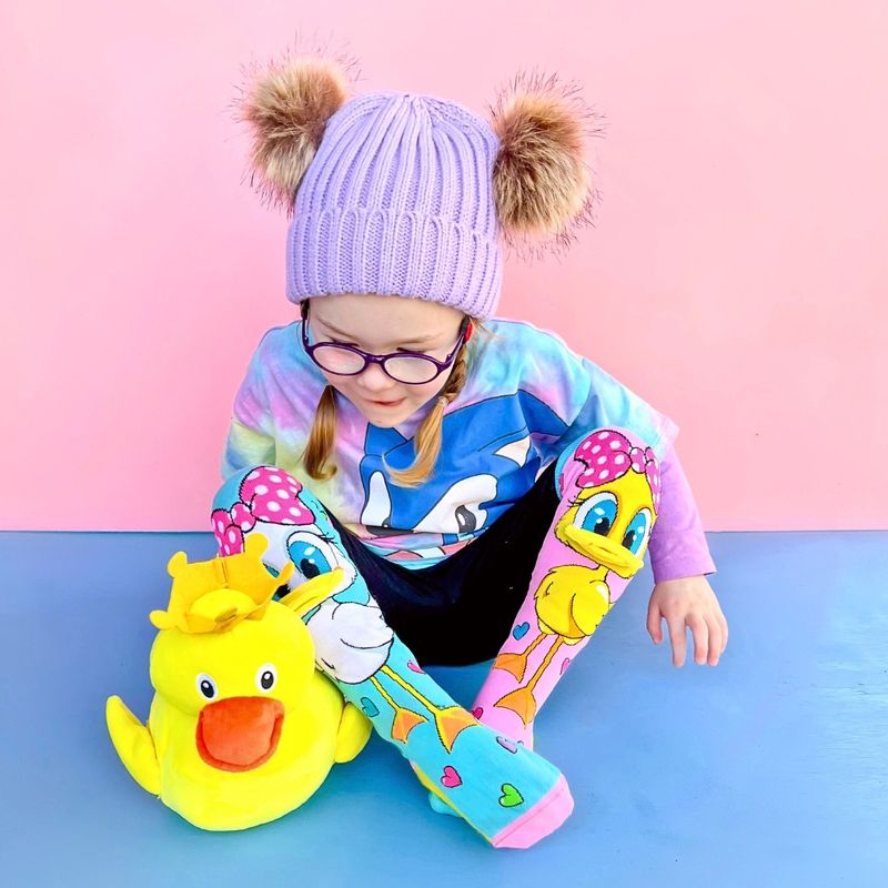 Fashion, accesorii si bijuterii - Copii - Lenjerie si pijamale copii - Sosete si dresuri copii - Sosete lungi colorate Madmia pentru fete Fluffy duck 3-5 ani - Infinity.ro