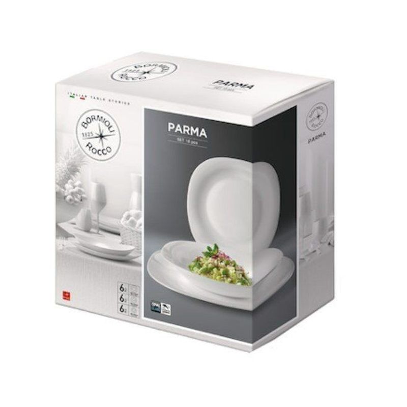 Casa si Gradina - Bucatarie si vesela - Vesela si tacamuri - Servicii de masa - Set serviciu de masa alb, pentru 6 persoane, Bormioli Parma, 18 farfurii - Infinity.ro