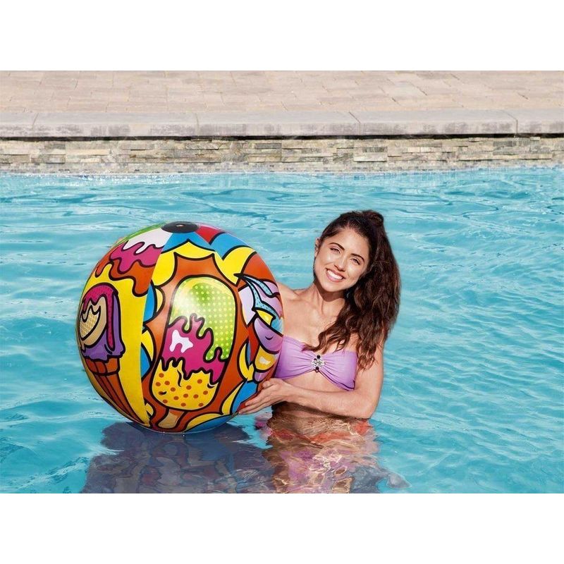 Jucarii, Copii si Bebe - Jucarii si jocuri - Jucarii de exterior - Colaci, ochelari si accesorii inot copii - Minge gonflabila de plaja si piscina, multicolora, 91 cm, Bestway, 31044 - Infinity.ro