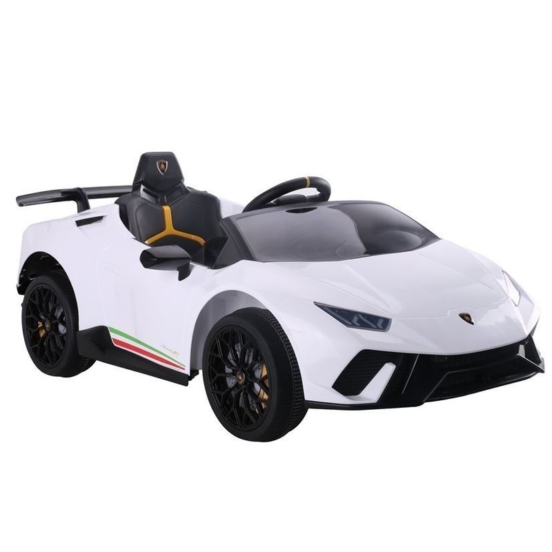 Jucarii, Copii si Bebe - Jucarii si jocuri - Jucarii de exterior - Masinute si vehicule pentru copii - Masinuta electrica pentru copii, Lamborghini Huracan Alb, cu telecomanda, 2 motoare, greutate maxima 30 kg, 6571 - Infinity.ro