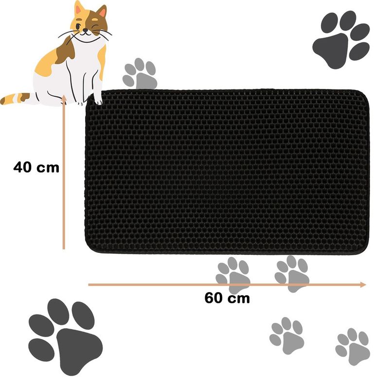 Petshop - Accesorii petshop - Culcusuri si custi - Culcusuri si saltele - Covoras impermeabil pentru litiera pisici, dimensiune 40 x 60 cm, dublu strat, culoare Neagra - Infinity.ro
