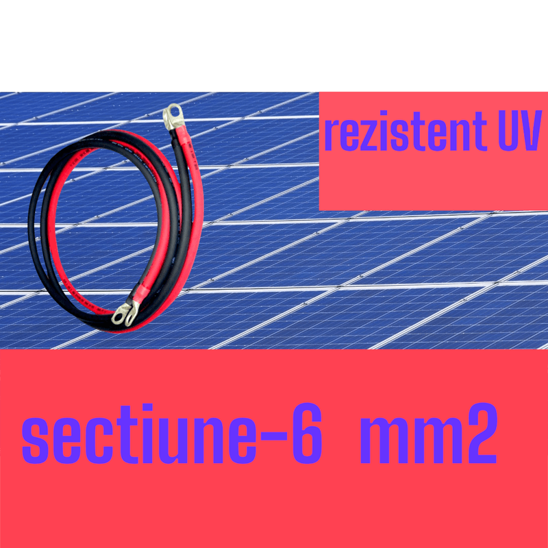 Auto si Moto - Reparatii si depanare - Redresoare - Set cablu baterie, sectiune 6 mm2, papuci 6 mm, lungime 2x200 cm, pentru utilaje agricole, ambarcatiuni navale, autovehicule, invertor, rezistent UV - Infinity.ro