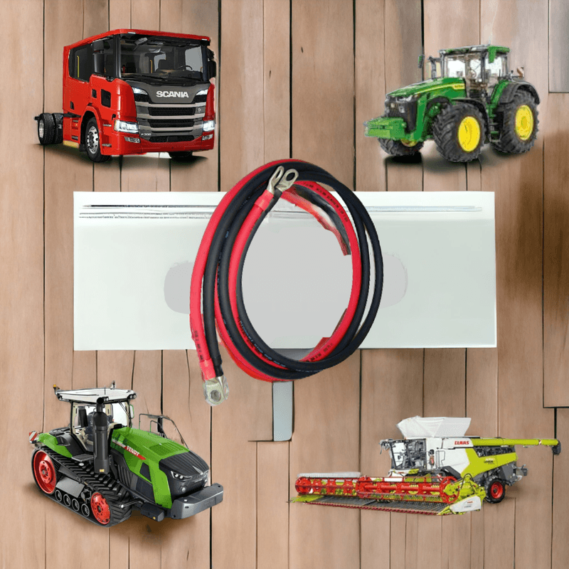 Auto si Moto - Reparatii si depanare - Redresoare - Set cablu baterie, sectiune 6 mm2, papuci 6 mm, lungime 2x200 cm, pentru utilaje agricole, ambarcatiuni navale, autovehicule, invertor, rezistent UV - Infinity.ro