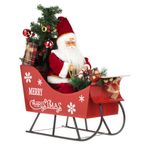Casa si Gradina - Decoratiuni - Decoratiuni de sezon - Figurina decorativa craciun, model sanie cu mos craciun, iluminare led, culoare rosu, inaltime 49cm - Infinity.ro