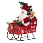 Casa si Gradina - Decoratiuni - Decoratiuni de sezon - Figurina decorativa craciun, model sanie cu mos craciun, iluminare led, culoare rosu, inaltime 49cm - Infinity.ro