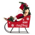 Casa si Gradina - Decoratiuni - Decoratiuni de sezon - Figurina decorativa craciun, model sanie cu mos craciun, iluminare led, culoare rosu, inaltime 49cm - Infinity.ro