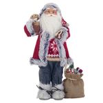 Casa si Gradina - Decoratiuni - Decoratiuni de sezon - Figurina decorativa, mos craciun, sac cadouri, 46 cm, culoare rosie - Infinity.ro