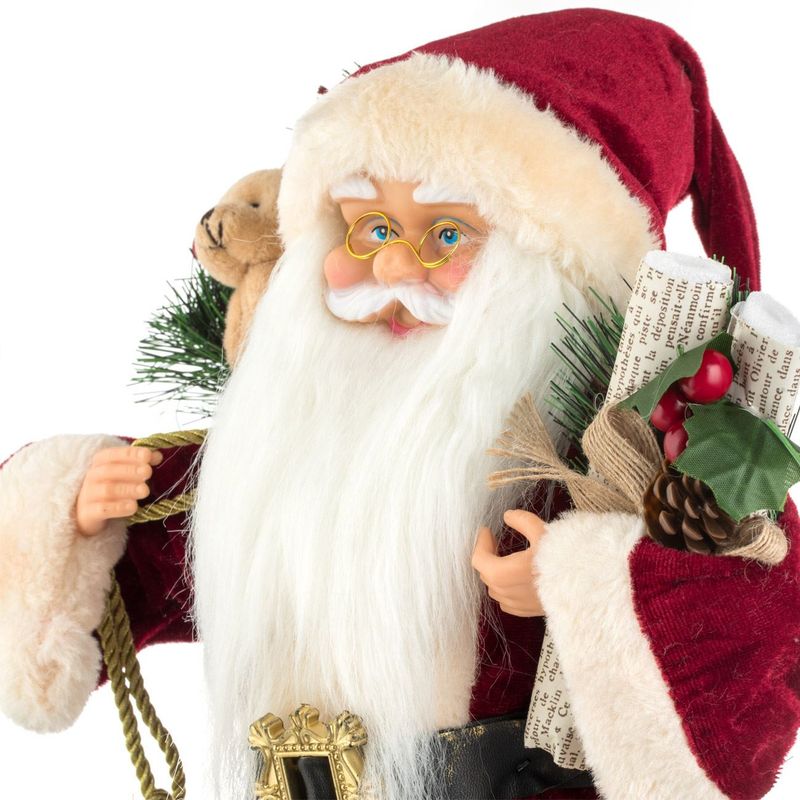 Casa si Gradina - Decoratiuni - Decoratiuni de sezon - Figurina decorativa craciun, mos craciun, 45cm, culoare bordo, poliester - Infinity.ro