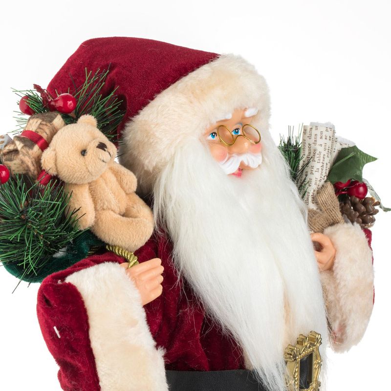 Casa si Gradina - Decoratiuni - Decoratiuni de sezon - Figurina decorativa craciun, mos craciun, 45cm, culoare bordo, poliester - Infinity.ro