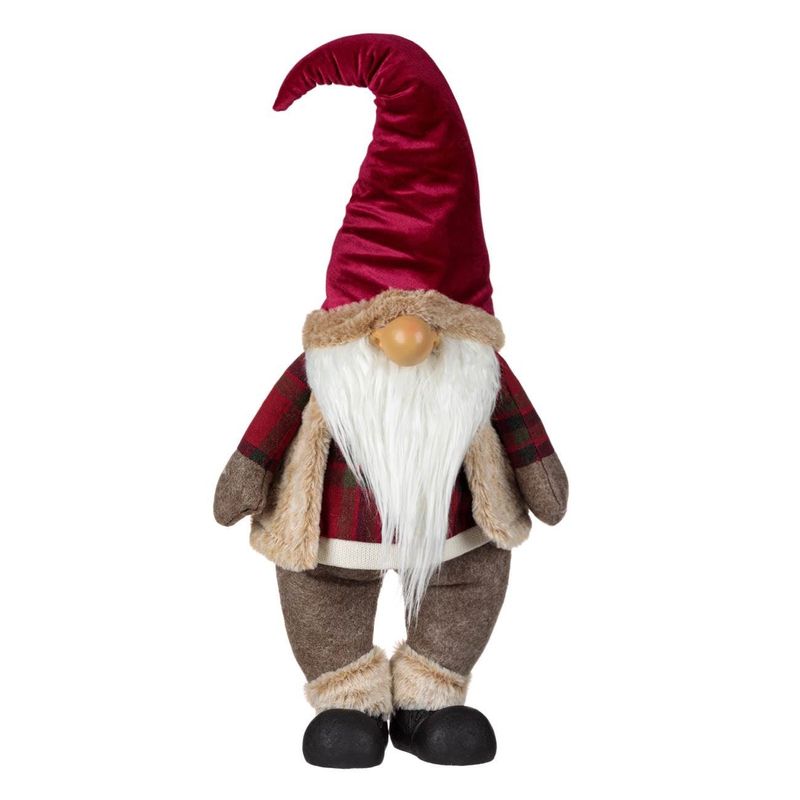 Casa si Gradina - Decoratiuni - Decoratiuni de sezon - Figurina decorativa craciun, gnome, caciula catifelata bordo, blana bej, 70cm - Infinity.ro