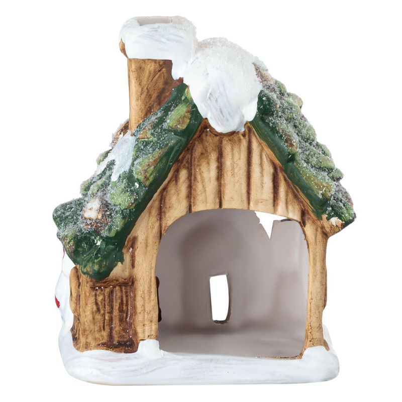 Casa si Gradina - Decoratiuni - Decoratiuni de sezon - Felinar ceramic craciun, casa om de zapada, 10x 7 x 13 cm - Infinity.ro