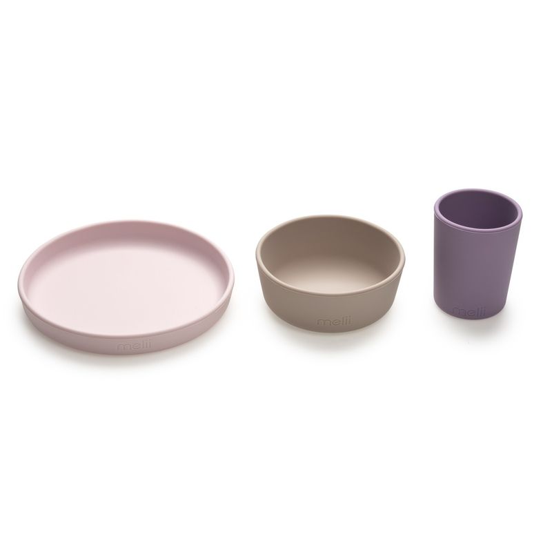 Jucarii, Copii si Bebe - Hrana si alaptare - Biberoane, suzete si accesorii hranire - Articole hranire bebelusi - SET 3 RECIPIENTE SILICON HRANA BEBE, MELII, PURPLE&PINK&GREY - Infinity.ro