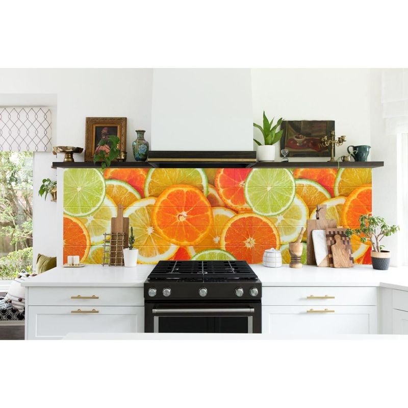 Casa si Gradina - Constructii - Materiale constructii - Placi decorative - Panou decorativ, PVC, model citrice, portocaliu, 96x48.5cm - Infinity.ro