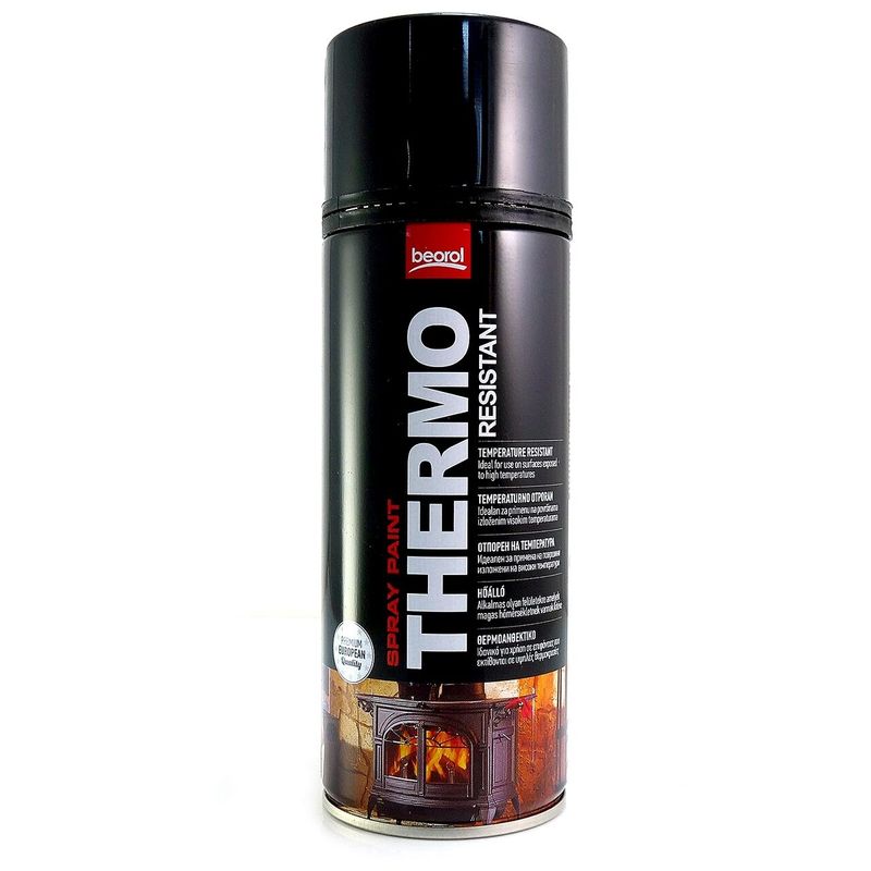Casa si Gradina - Constructii - Vopsea si tencuieli - Unelte de vopsit si tencuit - Vopsea spray acrilic rezistent la temperatura 600 grade, negru-Black Nero 400ml - Infinity.ro