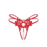 Fashion, accesorii si bijuterii - Femei - Lenjerie si pijamale femei - Lenjerie intima femei - Chiloti sexy tanga decupati, accesorizati cu margele, 006, rosu, S-L - Infinity.ro