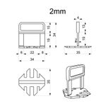 Casa si Gradina - Constructii - Gresie si faianta - Accesorii gresie si faianta - Distantiere pentru nivelare si aliniere a placilor ceramice, 100 buc, 2 mm, Beorol - Infinity.ro